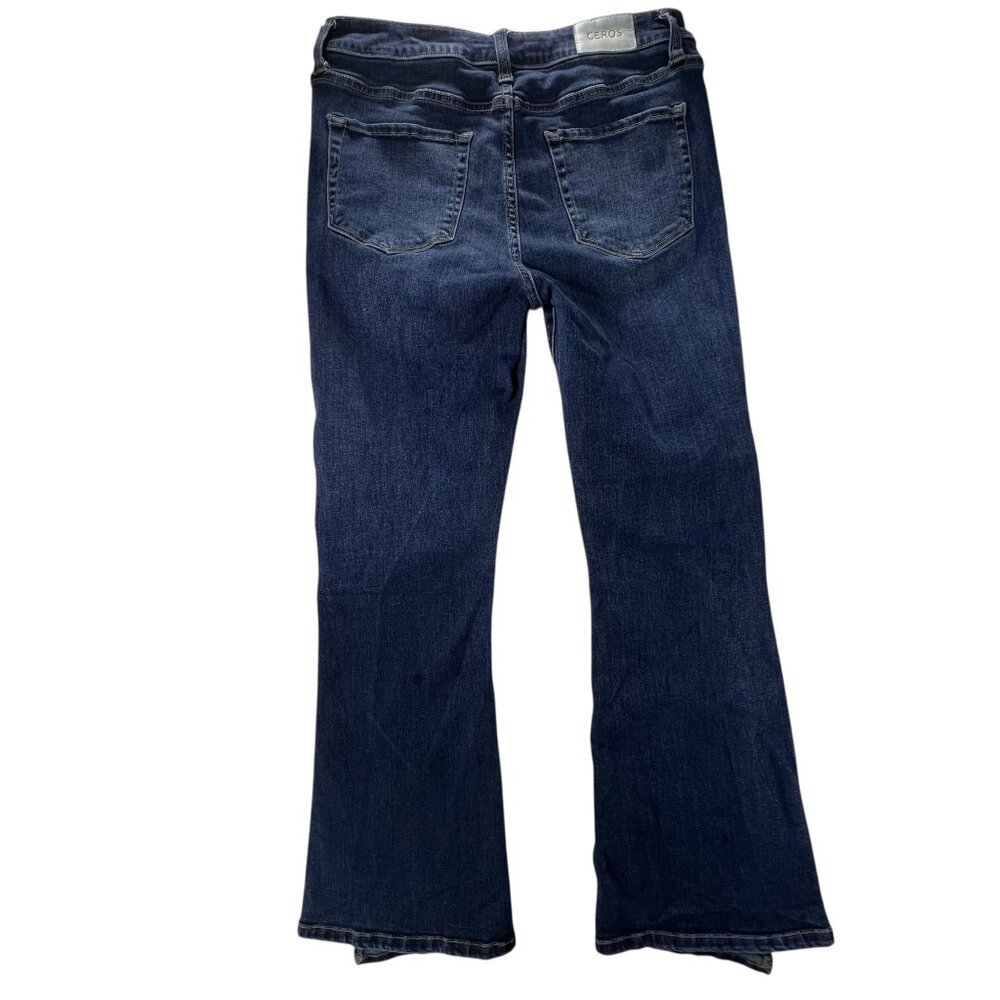 Ceros Denim Flared Studded Jeans Silver Side Rivets Womens 9/29 Retro Sylish - Picture 8 of 15